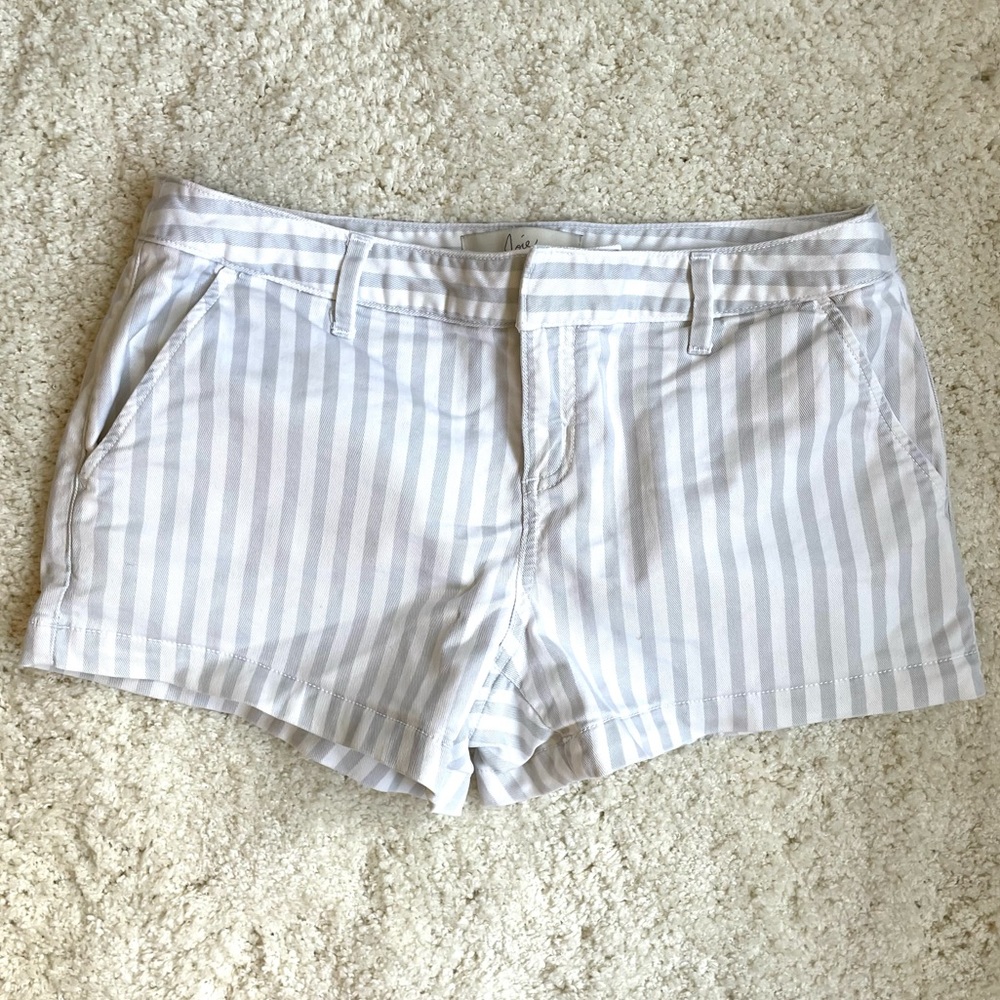 Joie White & Grey Striped Shorts
